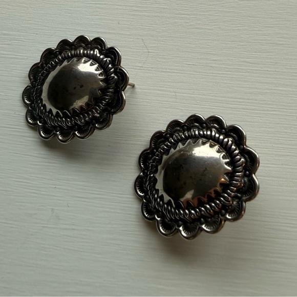 Oval Sterling Silver Earrings - Picture 2 of 3